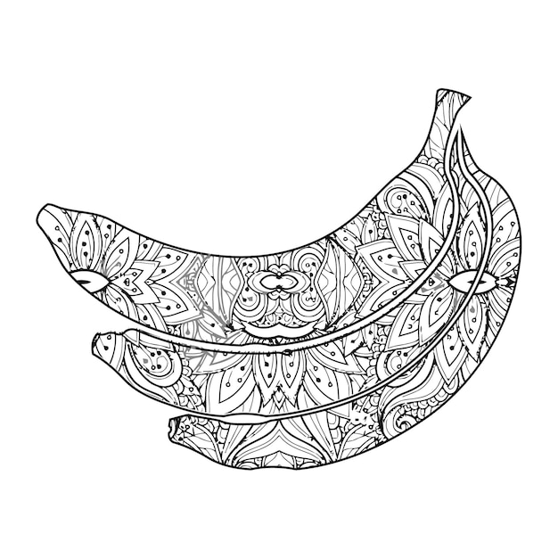 Mandala banana coloring page for kids