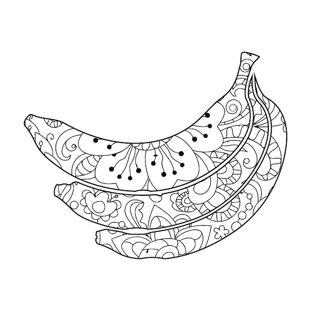 Mandala Banana Coloring Page For Kids