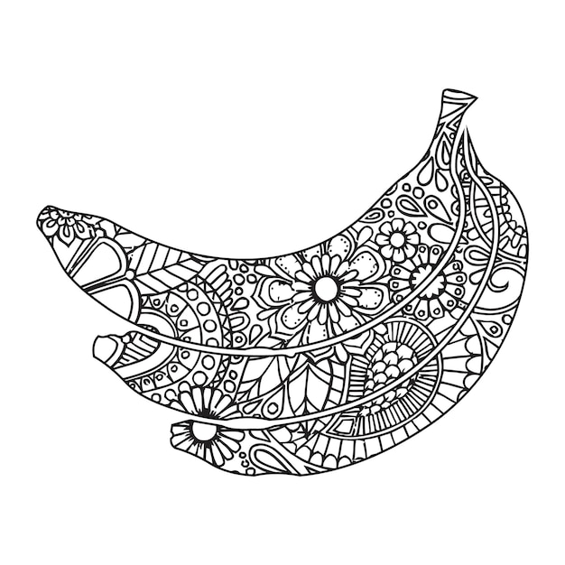 Mandala Banana Coloring Page For Kids