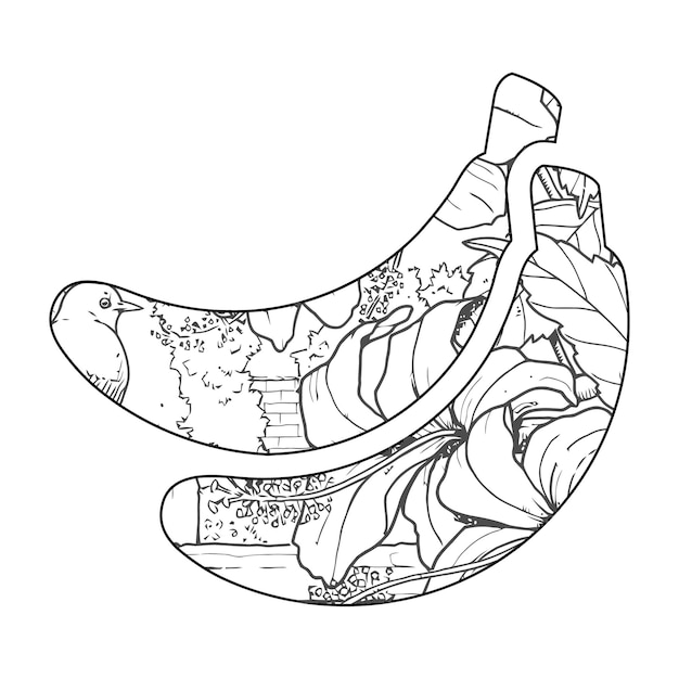 Мандала банан раскраски для детей
