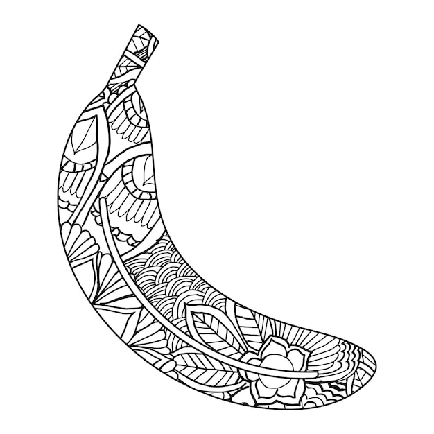 Vector mandala banana coloring page for kids