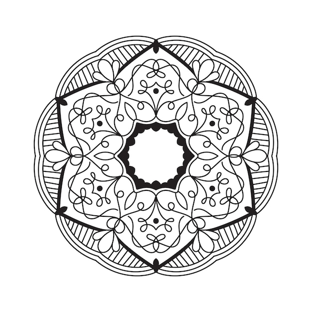 Mandala black and white coloring book background concept design