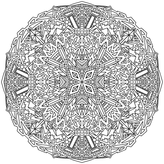 Mandala black and white coloring page vector illustration