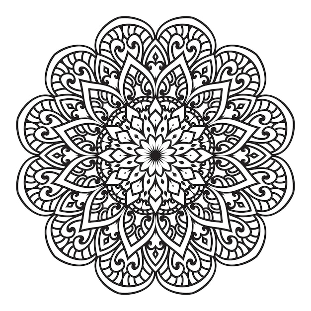 Mandala black and white coloring page vector illustration