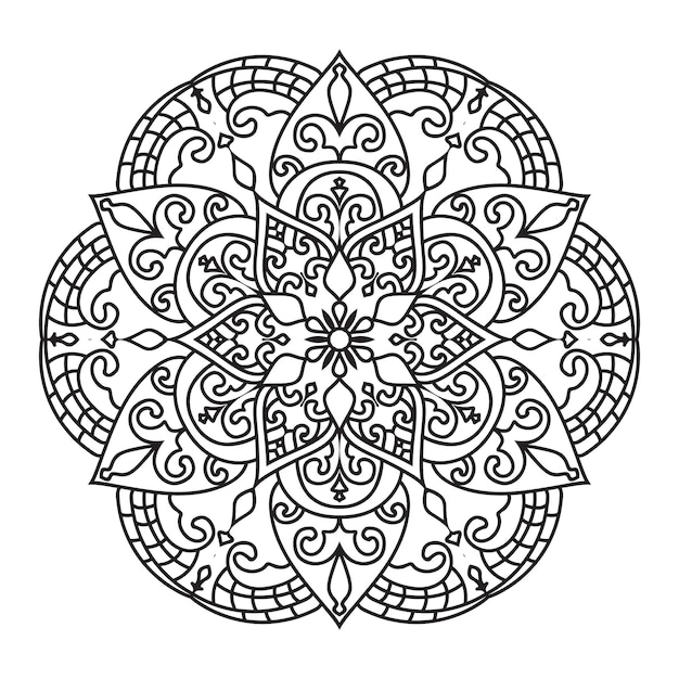 Mandala black and white coloring page vector illustration