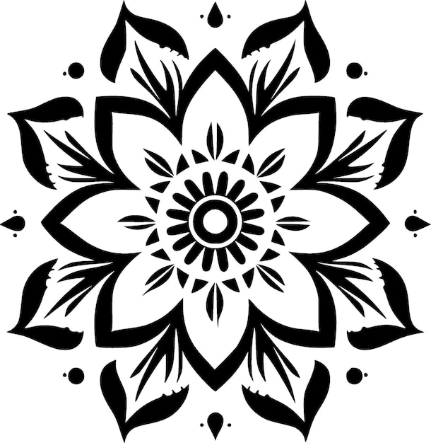 Mandala Black and White Isolated Icon Vector illustration