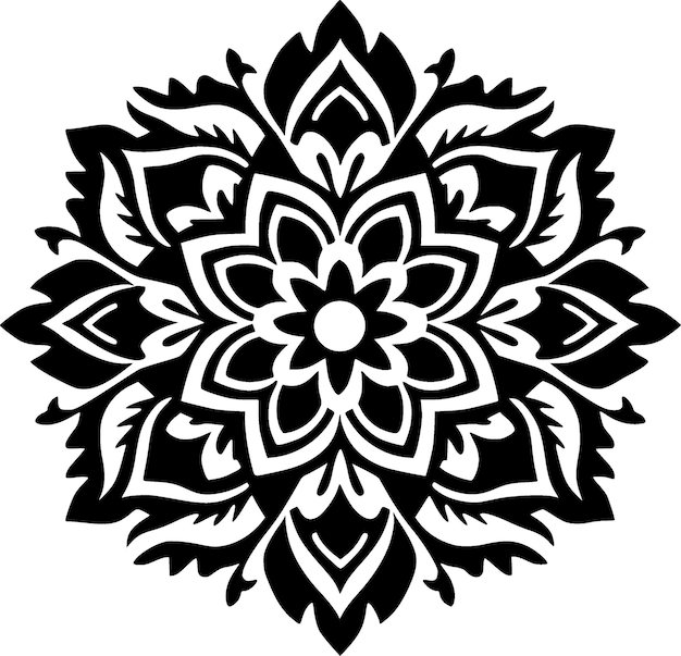 Mandala Black and White Isolated Icon Vector illustration