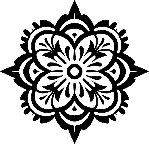 Mandala Black and White Isolated Icon Vector illustration