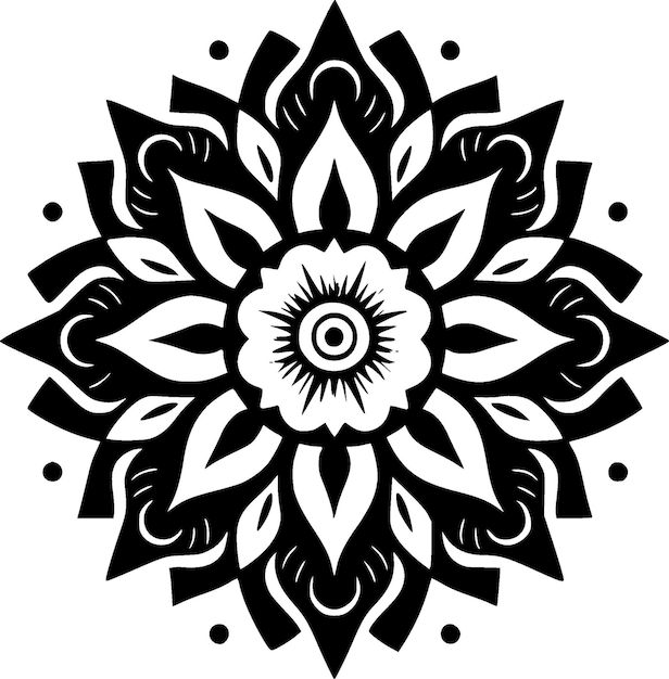 Черно-белая изолированная икона Мандала