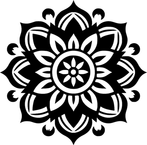 Mandala Black and White Isolated Icon Vector illustration