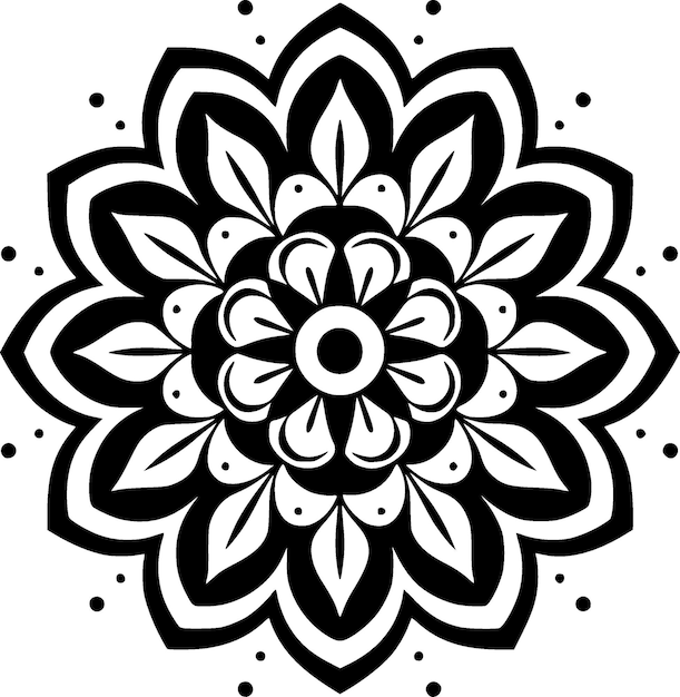 Mandala Black and White Isolated Icon Vector illustration