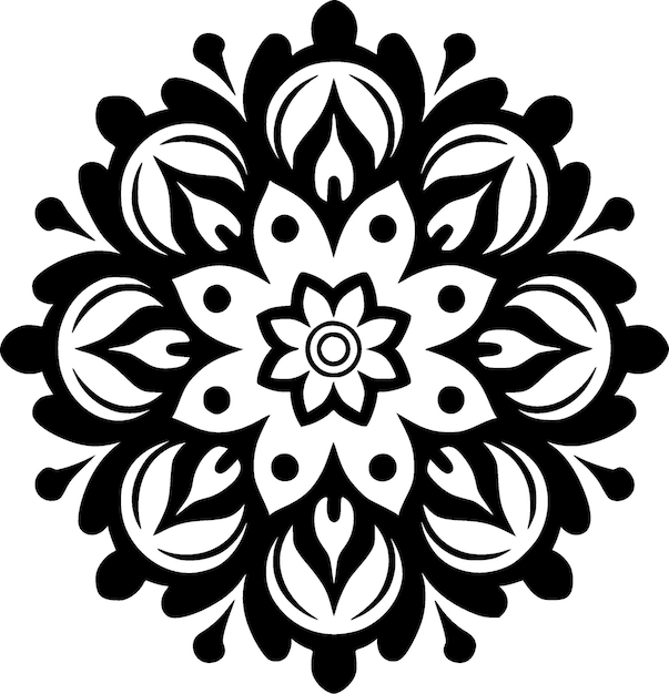 Mandala Black and White Isolated Icon Vector illustration