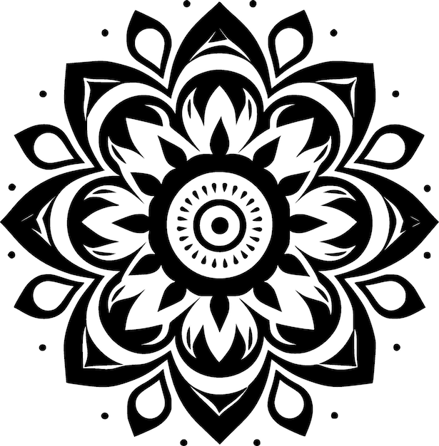 Черно-белая векторная иллюстрация Мандалы
