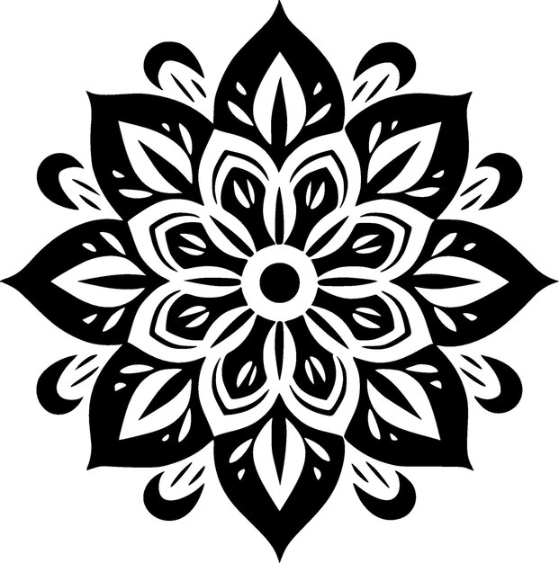 Vector mandala black and white vector illustration