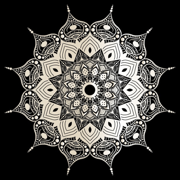 Vector mandala on black and white