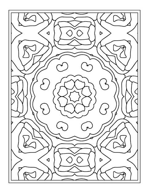 Mandala bloemen zwart-wit patroon kleurboek pagina