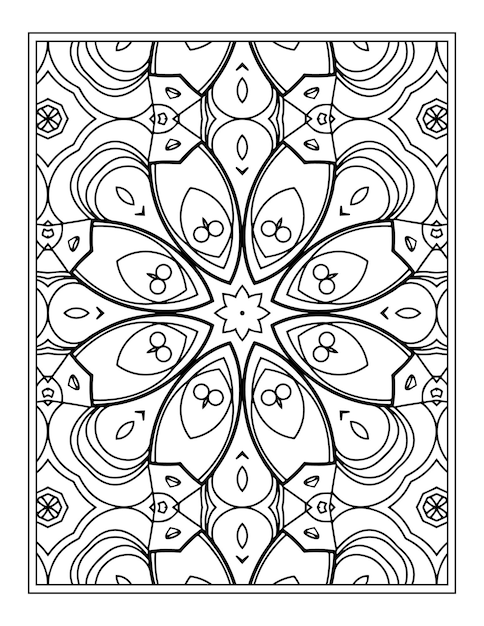 Mandala bloemen zwart-wit patroon kleurboek pagina