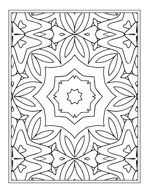 Mandala bloemen zwart-wit patroon kleurboek pagina