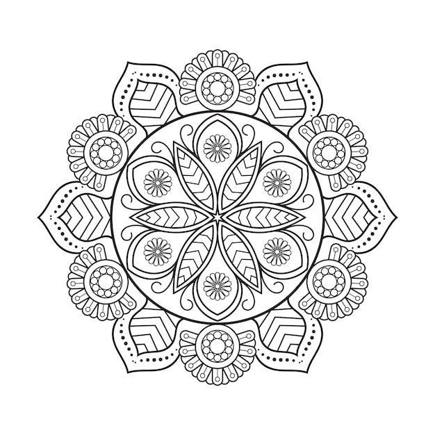 Mandala bloemenpatroon in mehndi-stijl voor het kleuren van de fotoboekpagina Indiase etnische stijl islamitische mandala