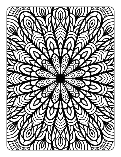 Mandala bloemmotief kleurplaat voor volwassenen ontspanning, mandala kleurplaten