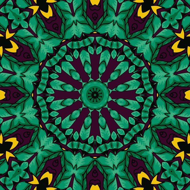 Mandala boho disegnato a mano modello senza cuciture illustrazione vettoriale