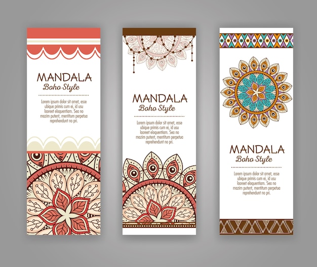 Mandala boho style flyers