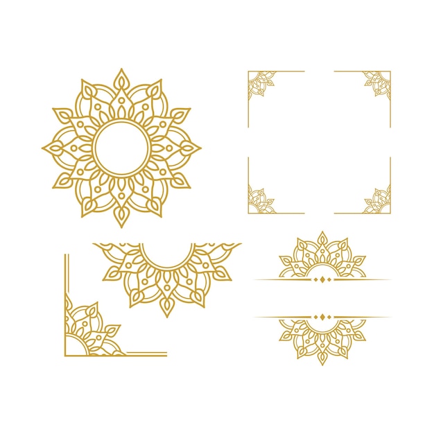 Mandala bruiloft frame element vector ontwerp