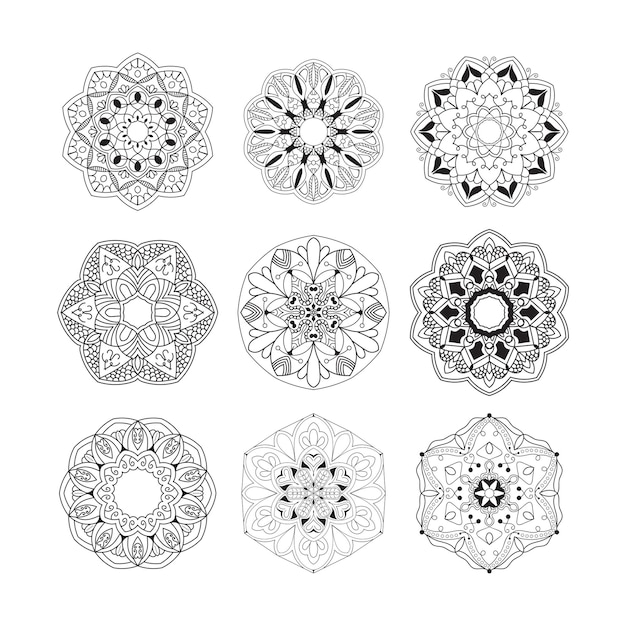 Mandala bundle background black and white design concept