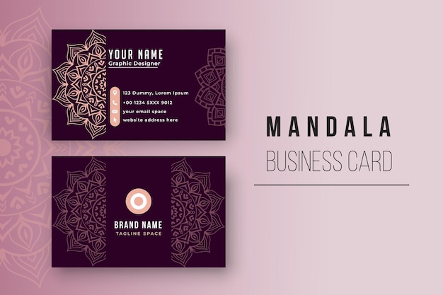 Vector mandala business card template with red color. floral business card design.