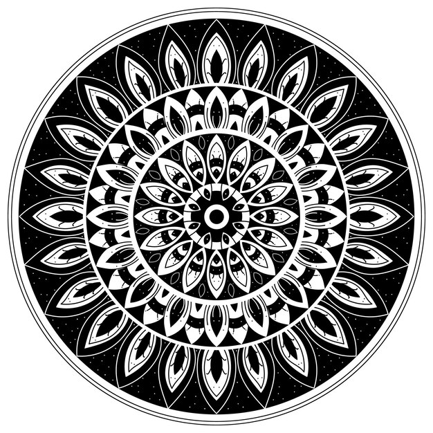 Mandala BW Cirkel Ornament Hand Draw