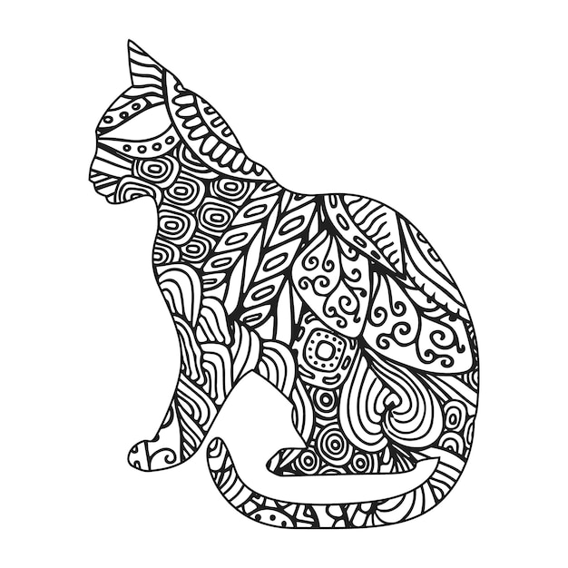 Mandala Cat Coloring Page For Kids