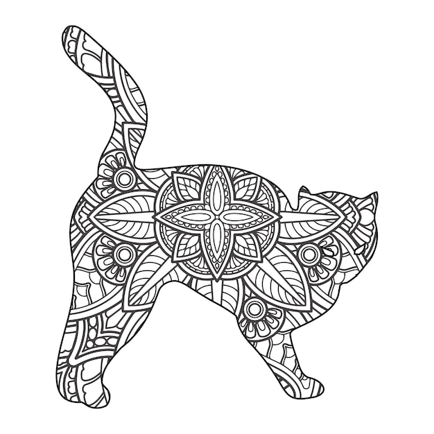 Mandala Cat Coloring Page For Kids