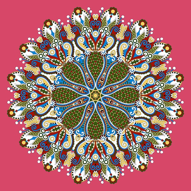 蓮の花の丸い飾りパターンの曼荼羅サークル装飾的な精神的なインドのシンボル
