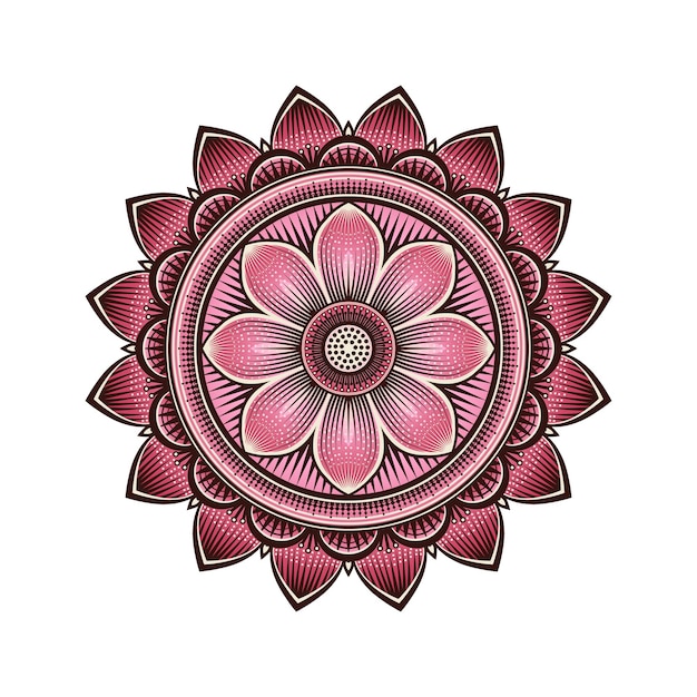 Mandala cirkelvormig patroon met roze lotus