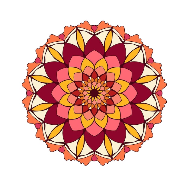 Mandala colored floral Round pattern colorful geometric symmetrical flower.