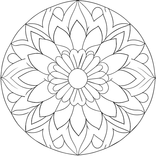 Mandala coloring book for kids simple mandala coloring book page simple outlines vector illustration