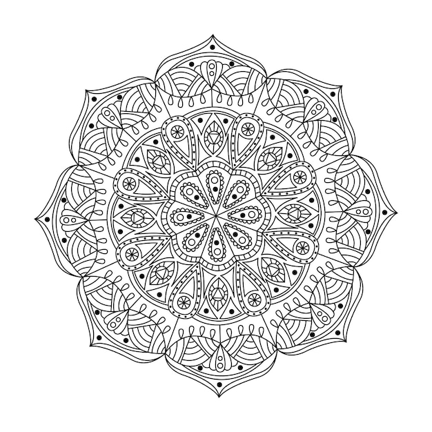 Mandala for coloring book. Round pattern with decorative elements. Decoration for book, design, illustration, games, relax and meditation.