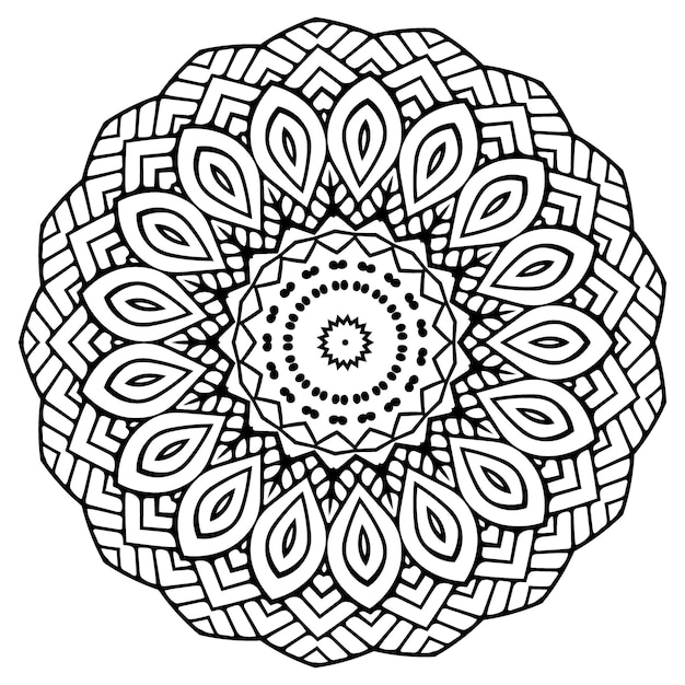 Mandala Coloring book template wallpaper design lace pattern and tattoo decoration for interior design Vector handdrawn ethnic oriental circle ornament white background Indian style