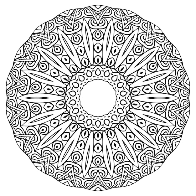 Mandala Coloring book template wallpaper design lace pattern and tattoo decoration for interior design Vector handdrawn ethnic oriental circle ornament white background Indian style