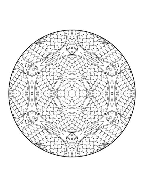 Mandala coloring page for adults and hand drawn outline mandala coloring book for kids line art