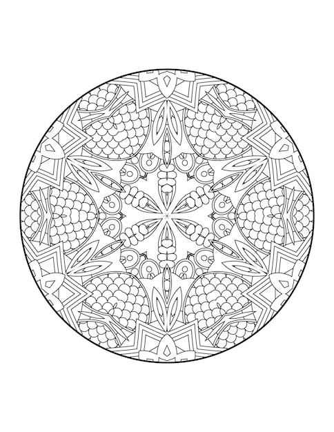 Mandala coloring page for adults and hand drawn outline mandala coloring book for kids line art