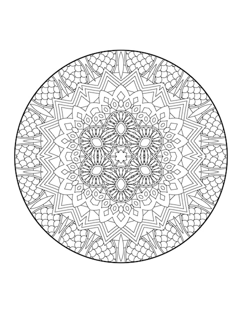 Mandala coloring page for adults and hand drawn outline mandala coloring book for kids line art