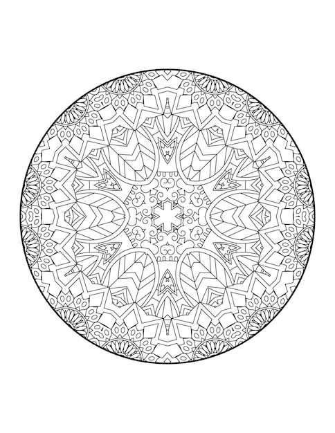 Mandala coloring page for adults and hand drawn outline mandala coloring book for kids line art