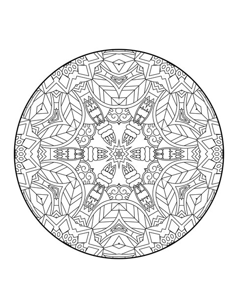 Mandala coloring page for adults and hand drawn outline mandala coloring book for kids line art