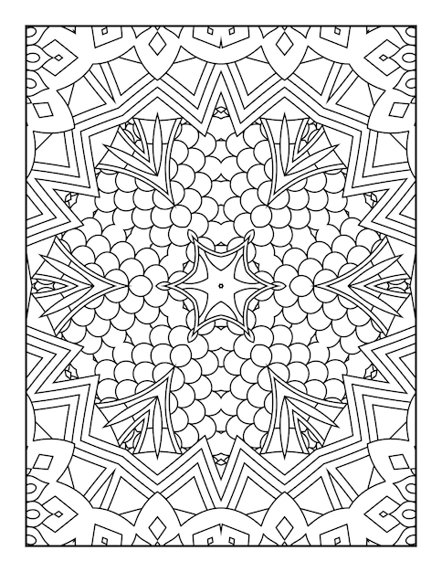 Pagina da colorare di mandala per adulti e libro da colorare di mandala con contorno disegnato a mano per bambini line art