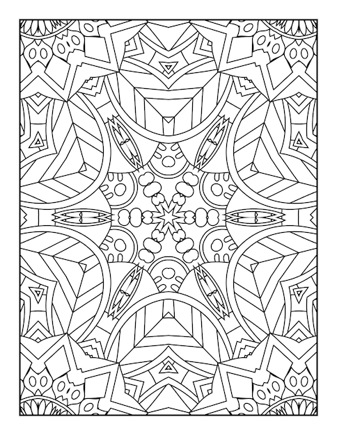 Pagina da colorare di mandala per adulti e libro da colorare di mandala con contorno disegnato a mano per bambini line art