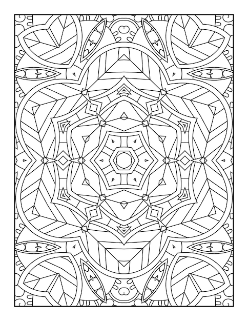 Pagina da colorare di mandala per adulti e libro da colorare di mandala con contorno disegnato a mano per bambini line art