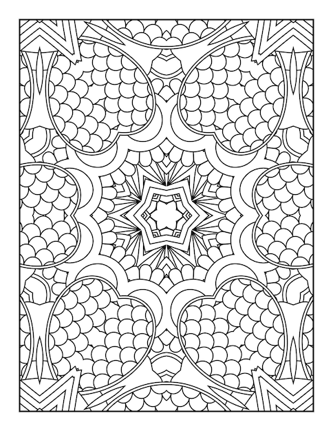 Pagina da colorare di mandala per adulti e libro da colorare di mandala con contorno disegnato a mano per bambini line art