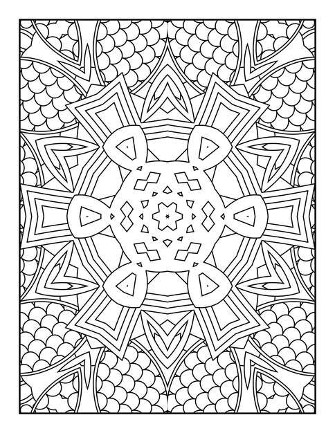 Mandala coloring page for adults and hand drawn outline mandala coloring book for kids line art