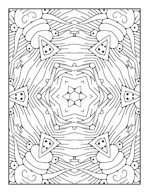 Pagina da colorare di mandala per adulti e libro da colorare di mandala con contorno disegnato a mano per bambini line art